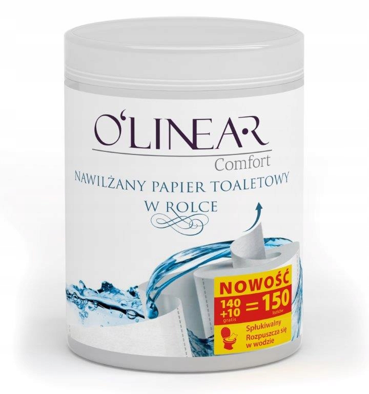 

Nawilżany papier toaletowy w rolce-tuba OLinear