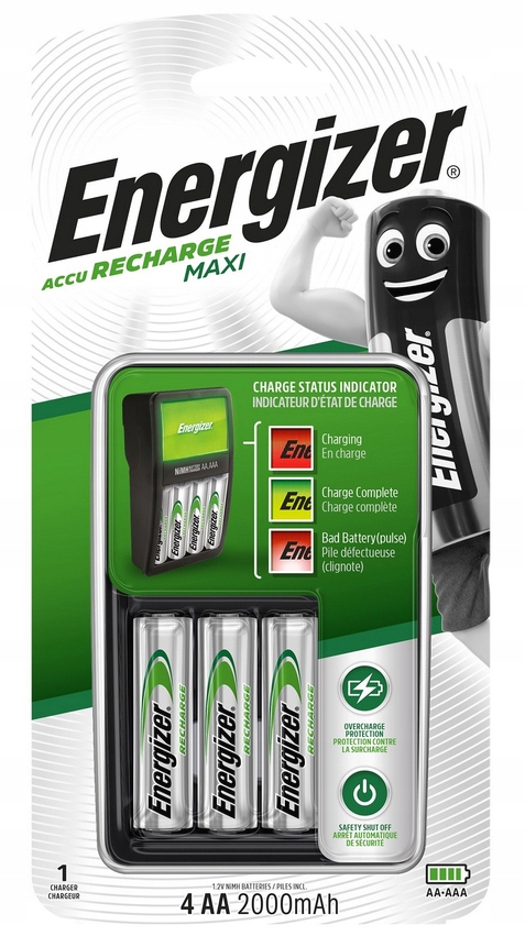 ŁADOWARKA BATERII AA AAA + 4x AKUMULATORKI R6 AA Pojemność akumulatora 2000 mAh