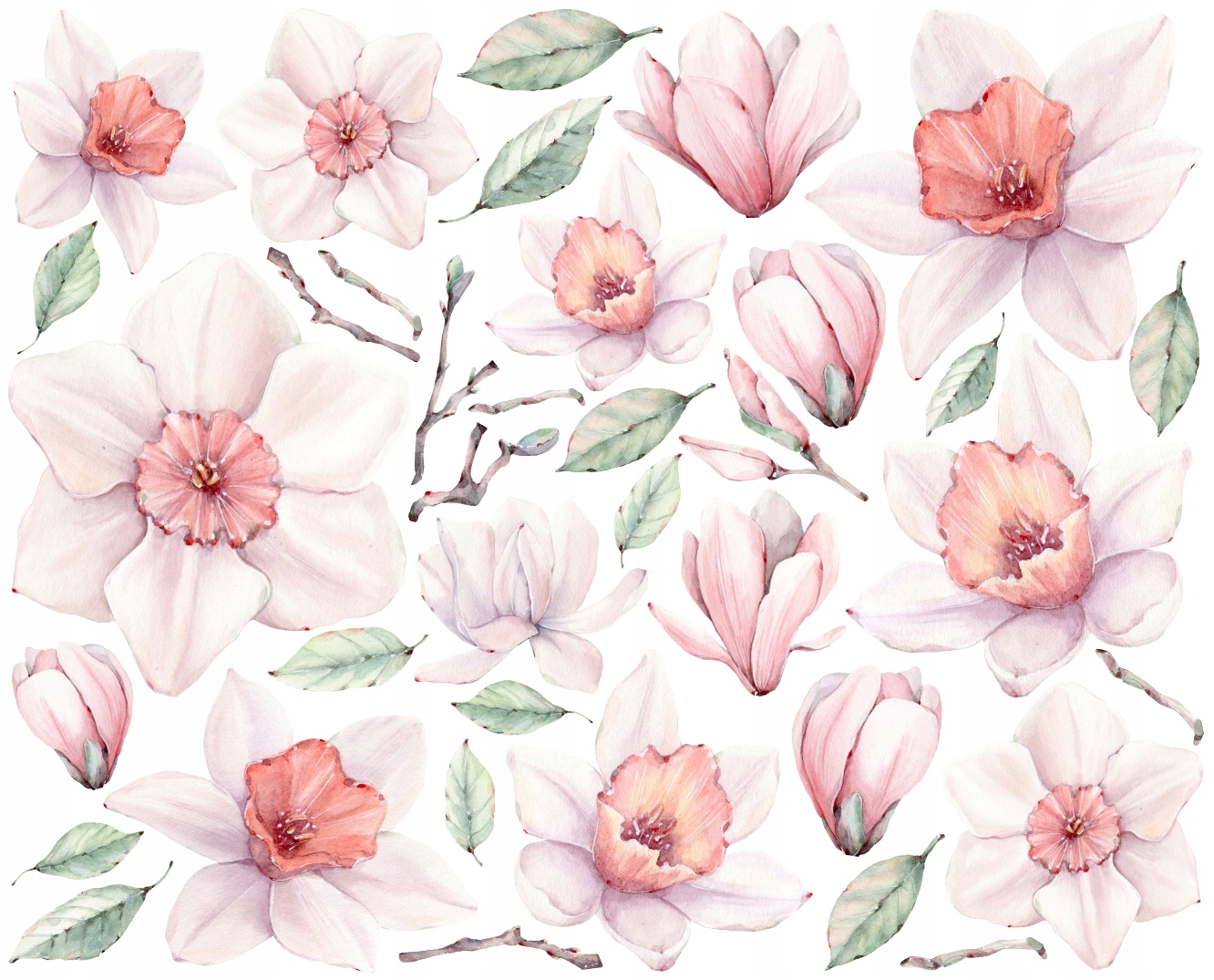 Nálepky na zeď Magnolie Růžové květy Magnolie velké 160x130 cm