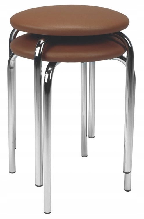 Taboret chromowy Brązowy. Produkt Polski. Eko. Kod producenta 27
