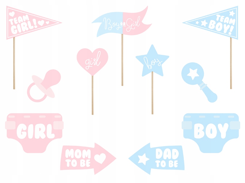 

Gadżety Do Zdjęć Baby Shower Gender Reveal 11 Szt