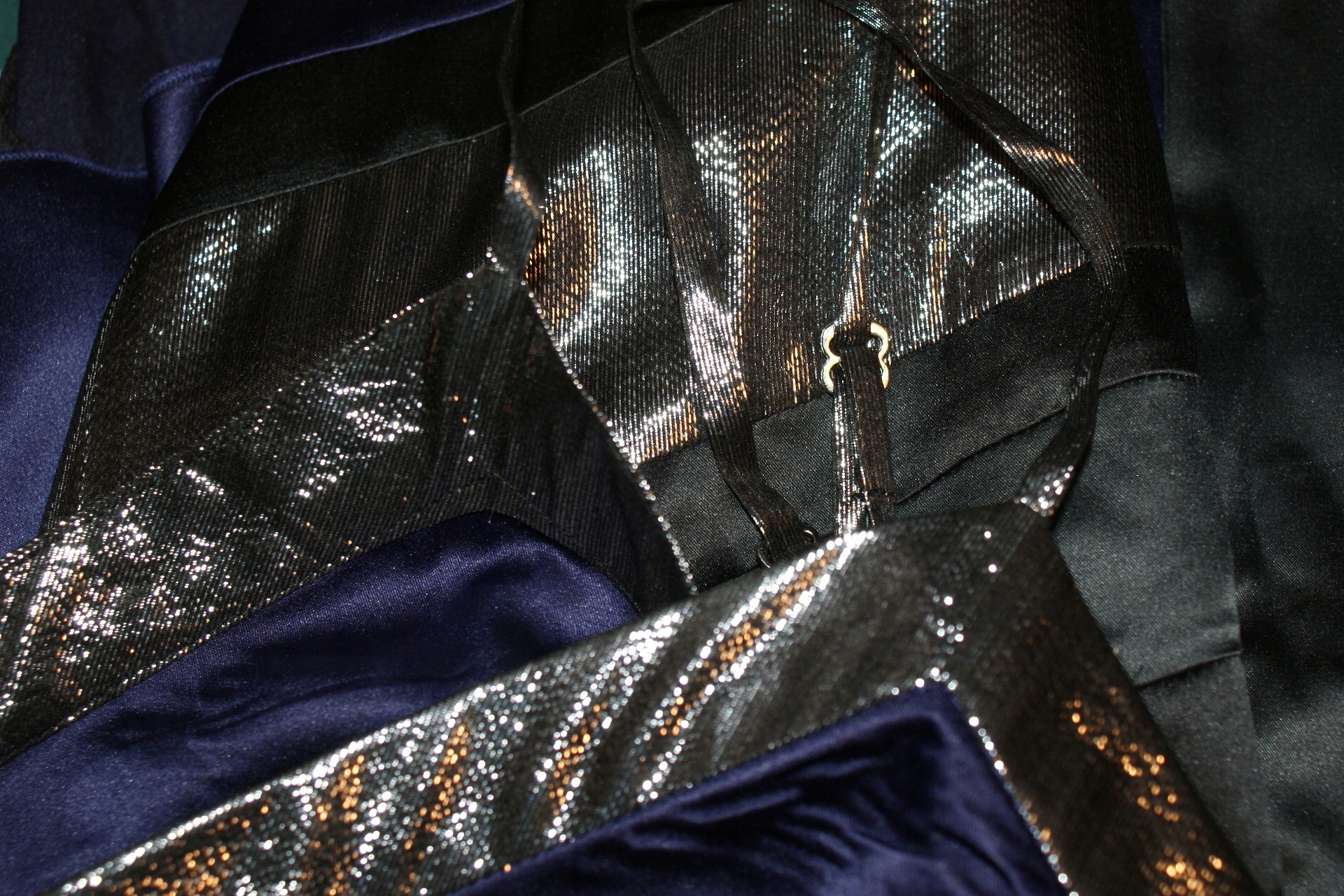 VILA HYAT TOP sylwester TOP srebro OVERSIZE 40 42 Wzór dominujący paski