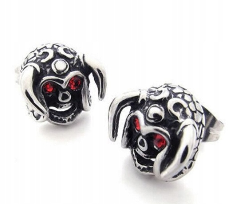 KOLCZYKI MĘSKIE DIABŁY SKULL STAL CHIRURGICZNA 34 Marka Inna marka