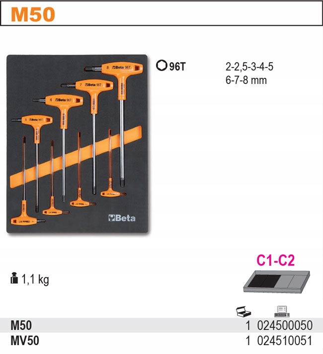 Контурный картридж с 8 ключами 96T BETA 2450 / M50