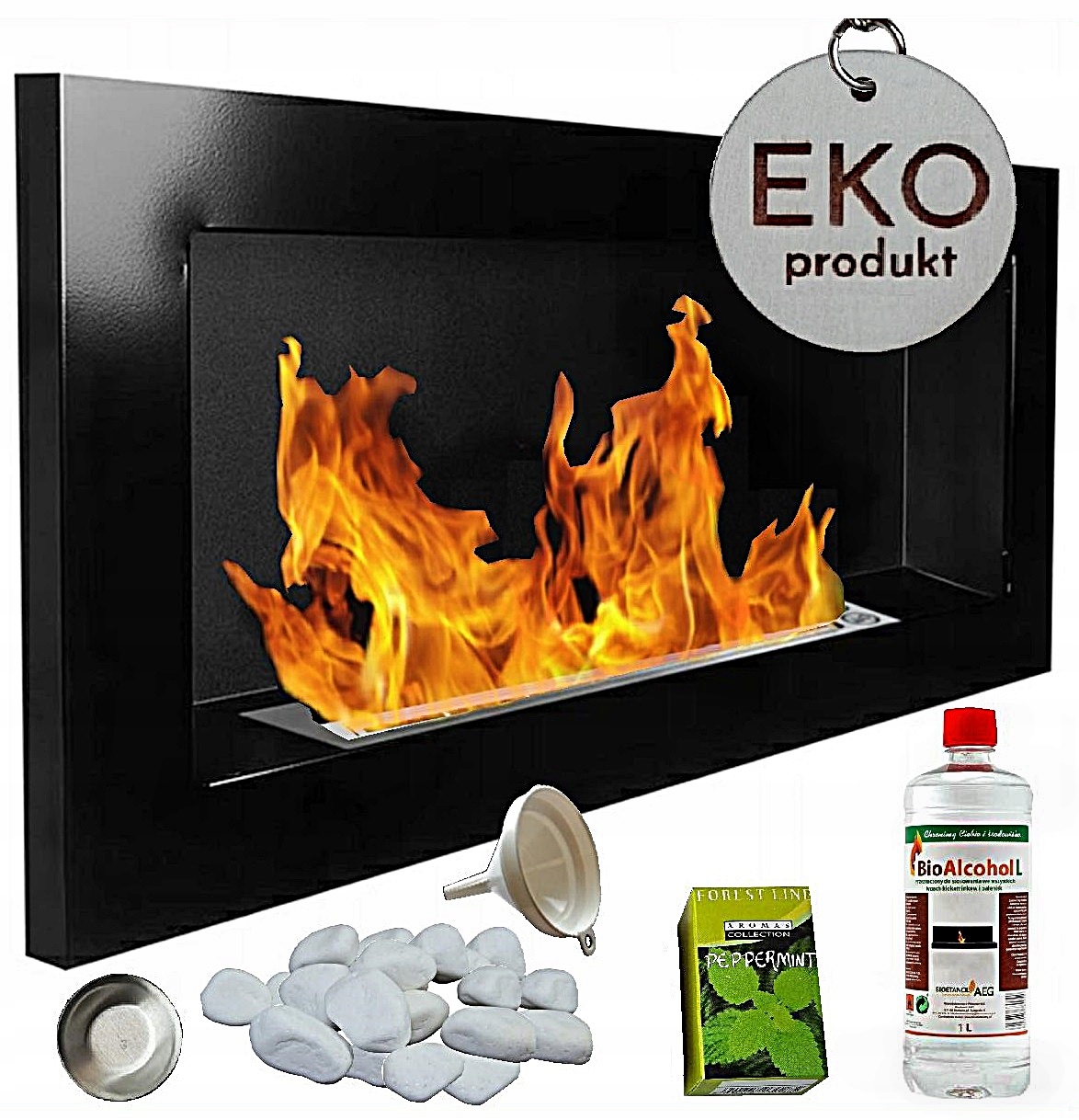 

Biokominek 900x400 czarny połysk 90x40 cm + Tuv