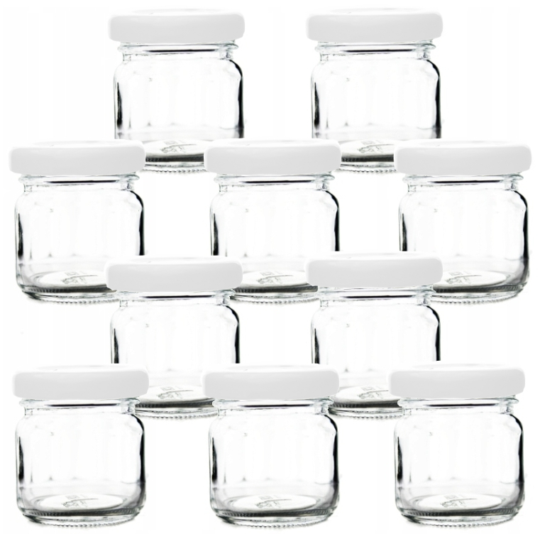 

Słoiczki szklane 40ml 10szt słoik zakrętki białe