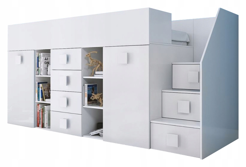 Кровать ФЕЛИКС антресоль со шкафами и полками RIBES