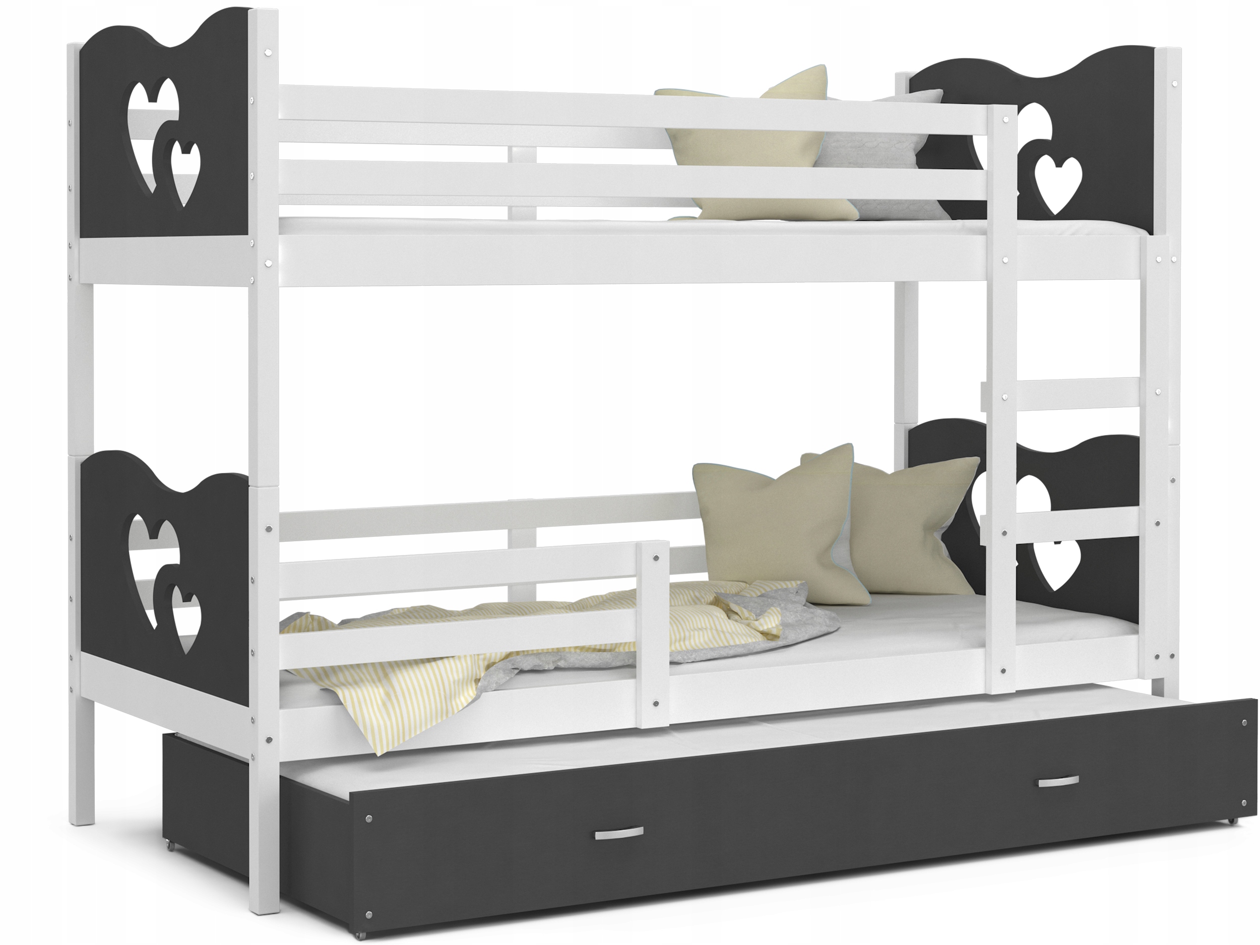 Двухъярусная кровать MAX 3 190x80 белый серый + матрас