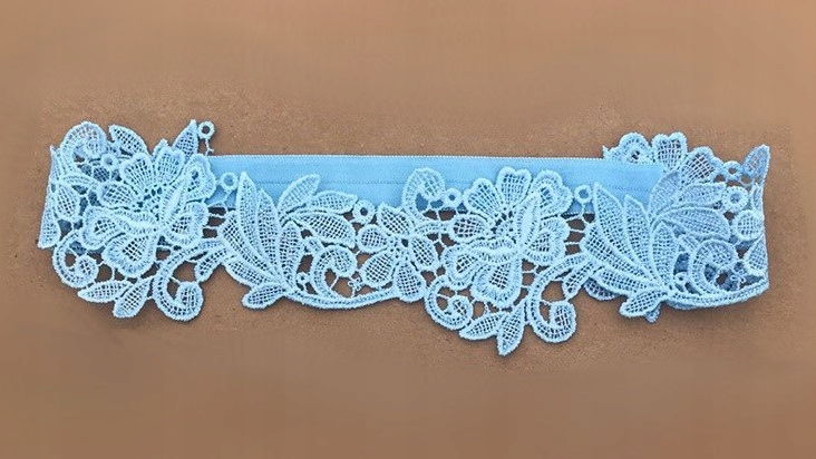 PODWIĄZKA ŚLUBNA BŁĘKITNA niebieska KORONKOWA Płeć kobieta