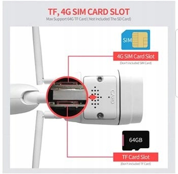 KAMERA LTE IP 3G 4G CAM SIM ZEWNĘTRZNA GSM 5Mpx Zasięg podczerwieni 40 m