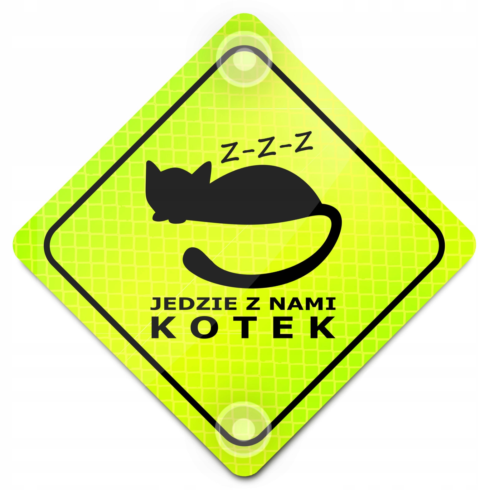 KOT W AUCIE SUPER ODBLASK NEON NA AUTO PRZYSSAWKI