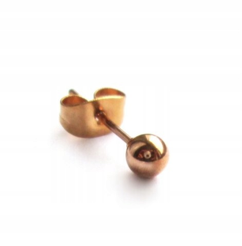 

Kolczyk męski damski Kulka 4mm różowe złoto 316 L