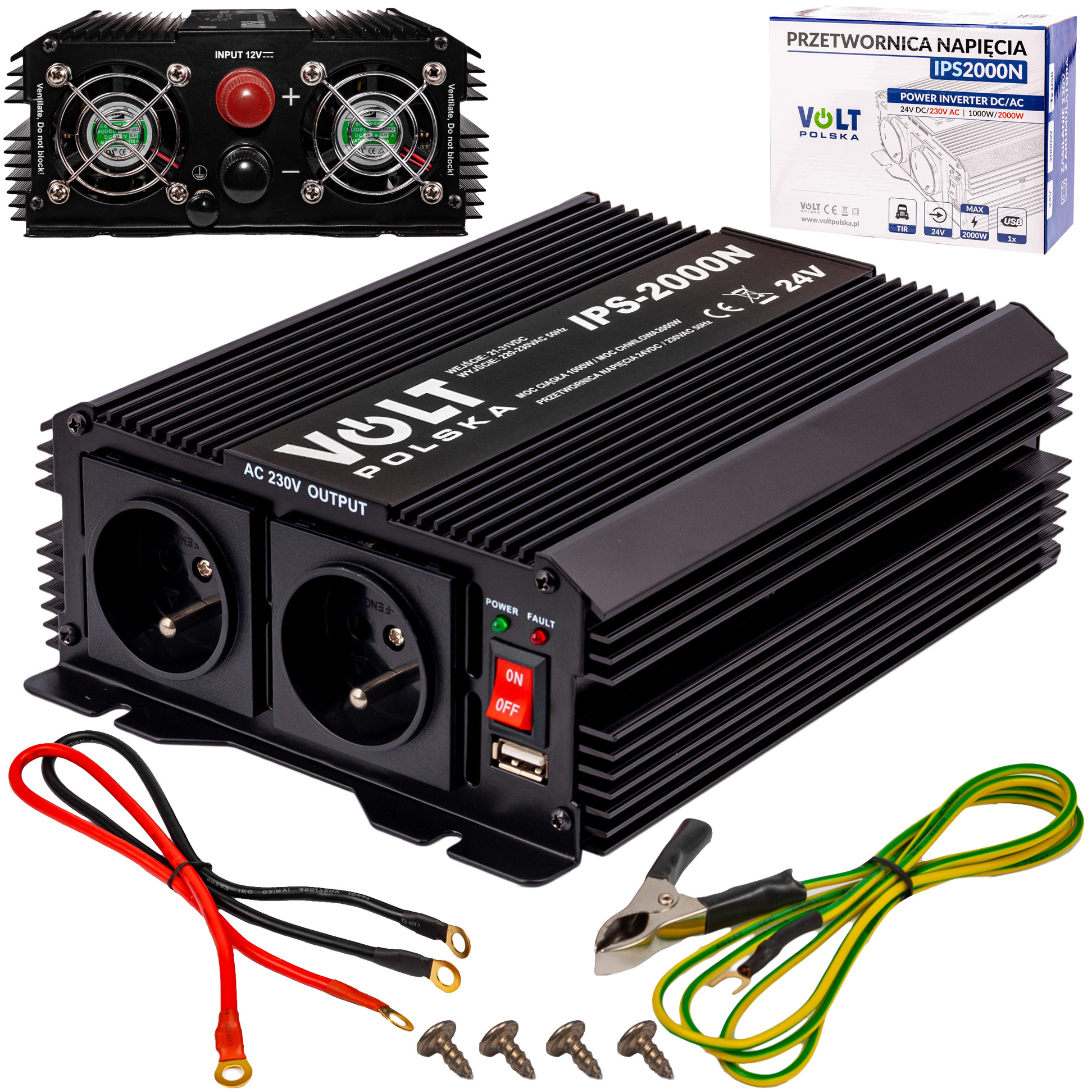 24V 230V АВТОМОБИЛЬНЫЙ ИНВЕРТОР НАПРЯЖЕНИЯ 2000W