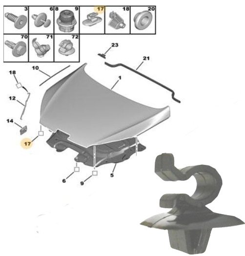 SPINKA UCHWYT PODPORY MASKI CITROEN PEUGEOT 792834 EAN (GTIN) 5903839510939