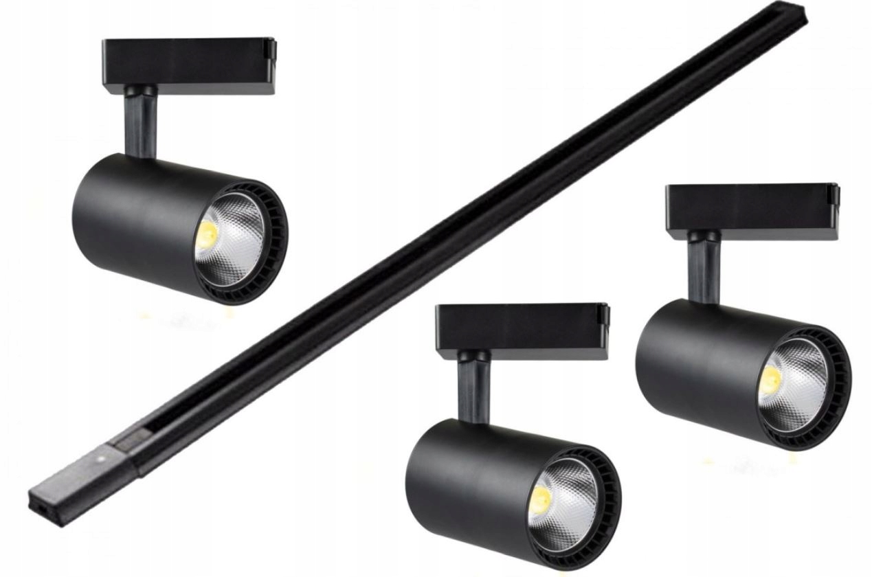 ZESTAW SZYNA SZYNOPRZEWÓD 1,5M + 3 LAMPY 30W 6000K CZARNY