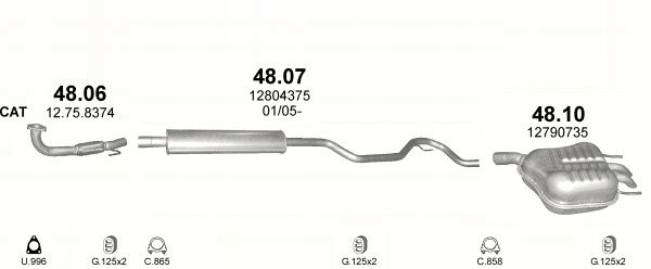 Tłumik końcowy SAAB 9-3 poj.1,8-2,0 od 02r+obejma Producent części Polmo