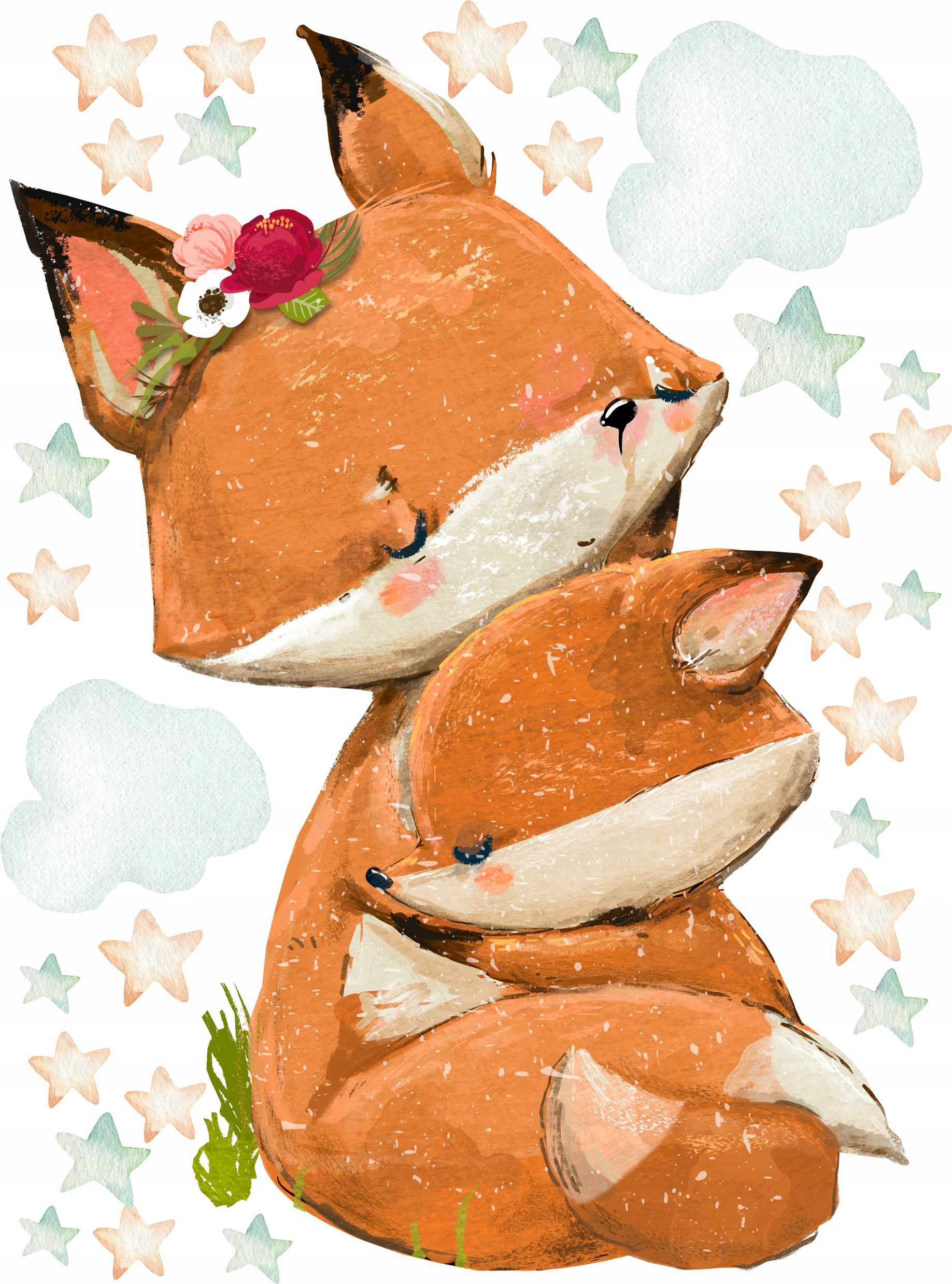 

naklejka lisek lis z mamą dla dzieci ścienna