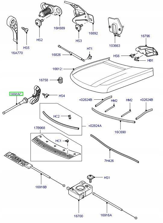Linka maski do Range Rover L322 Vogue 2002 2009 Part number FPF500050