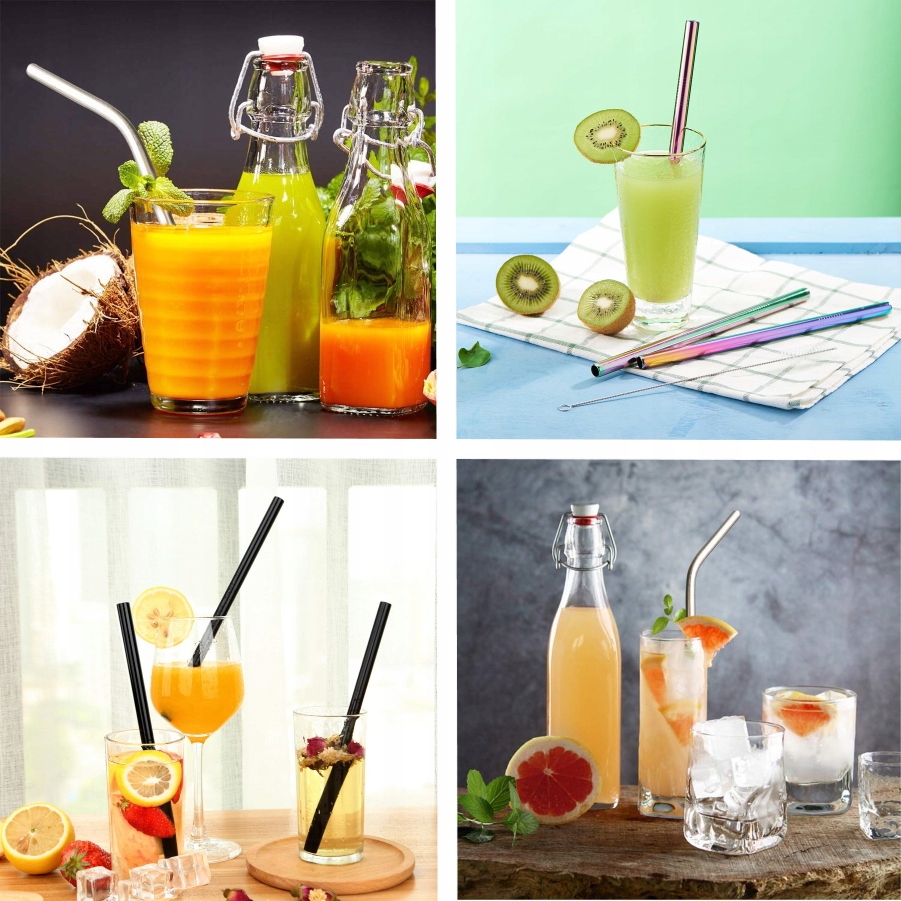 Słomki metalowe rurki stalowe LAMART LT-7054 12szt Materiał metal