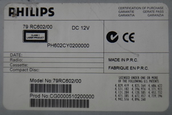 PHILIPS 79RC602 RADIOODTWARZACZ RADIO CD Model 79RC602