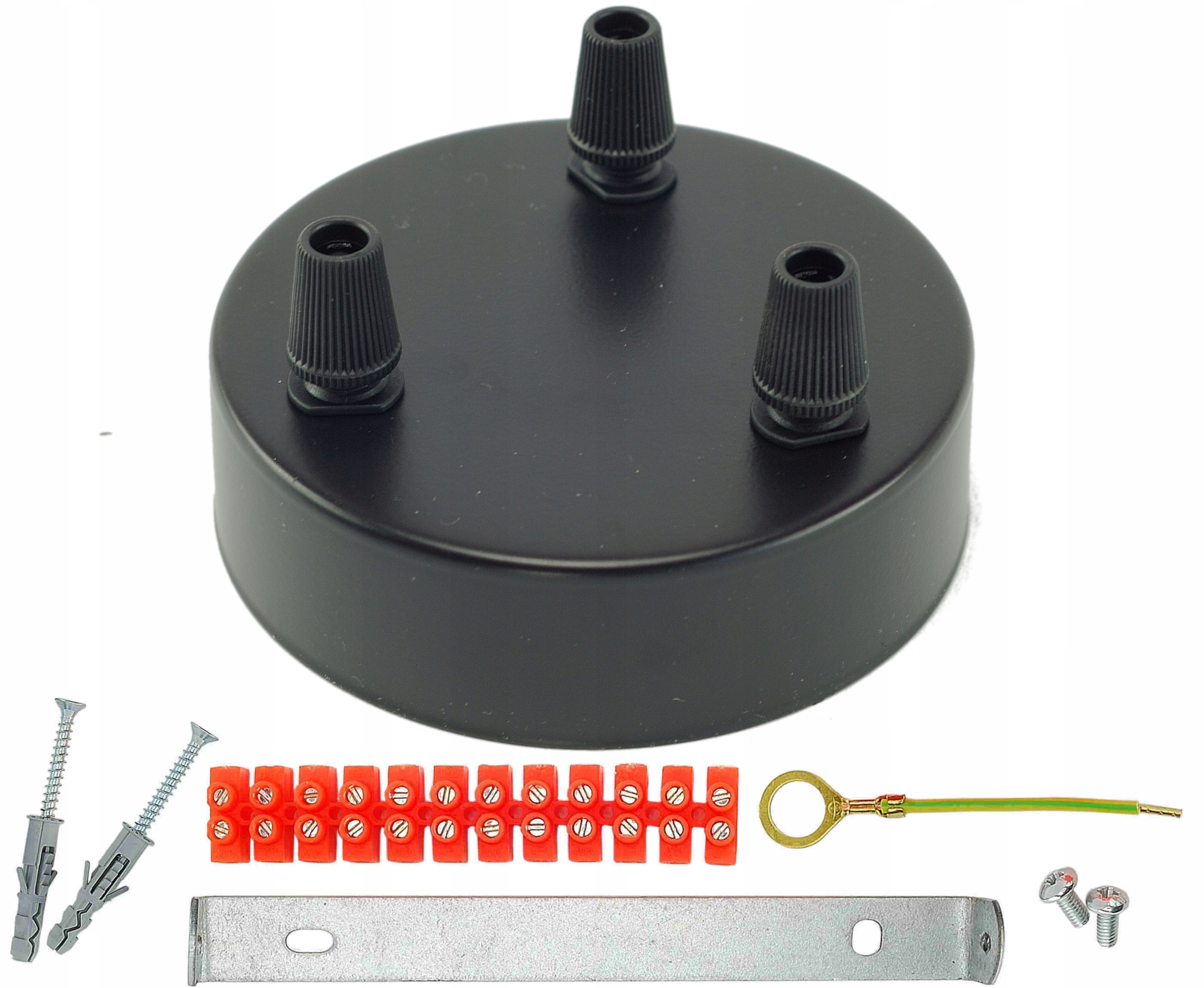 

czarna rozeta podsufitka 3 puszka lampa pająk Loft