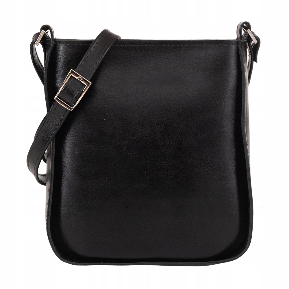 

Czarna Skórzana torebka listonoszka Skóra Polska