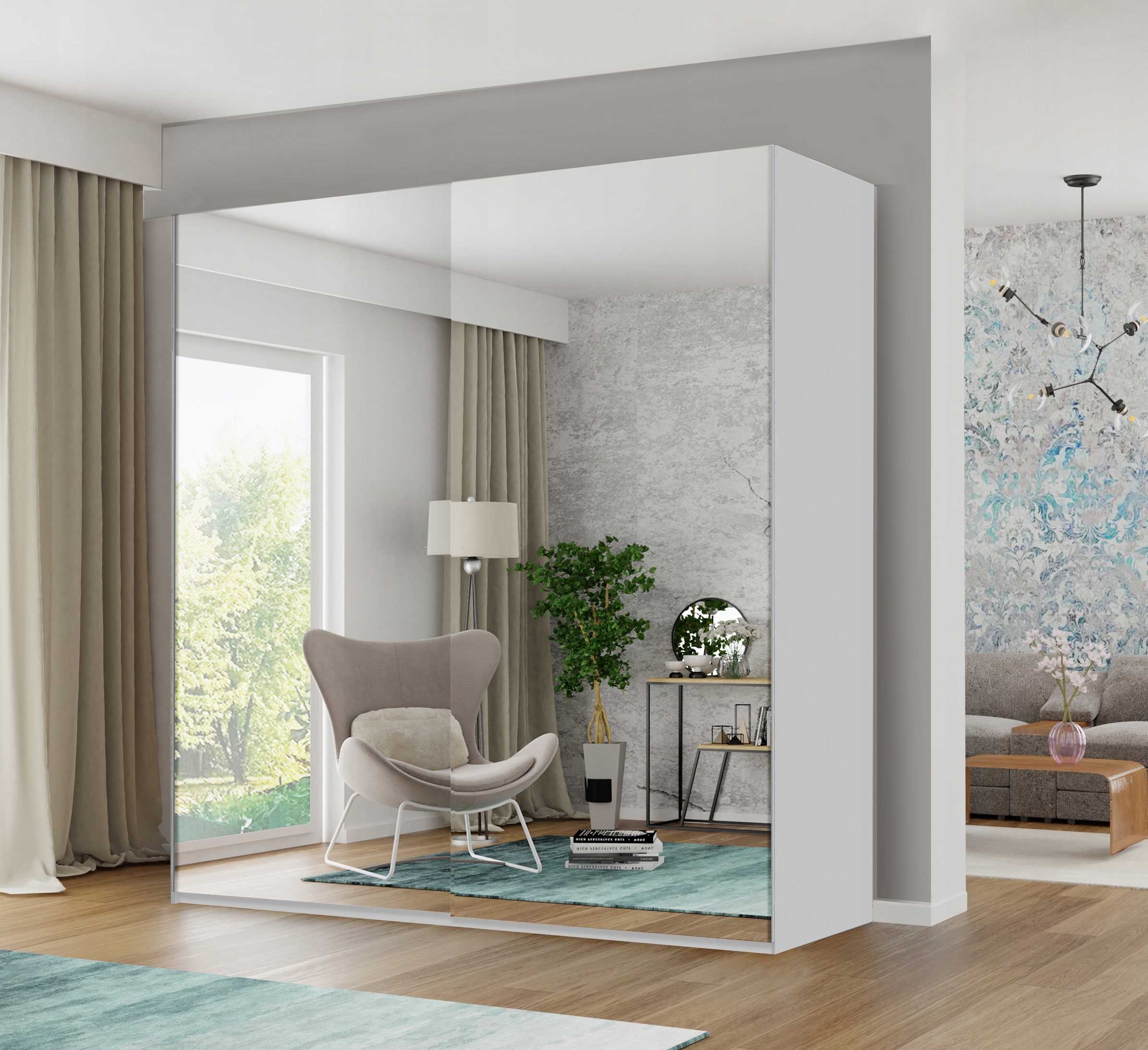 SZAFA PRZESUWNA Z LUSTRAMI DO SYPIALNI SZER 200 CM