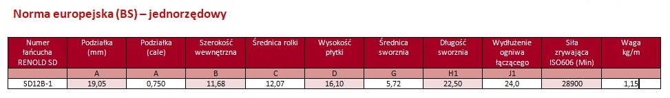 ŁAŃCUCH WZMOCNIONY 12BH-1 3/4" 5 mb RENOLD SD Kod producenta SD12B1HX5M