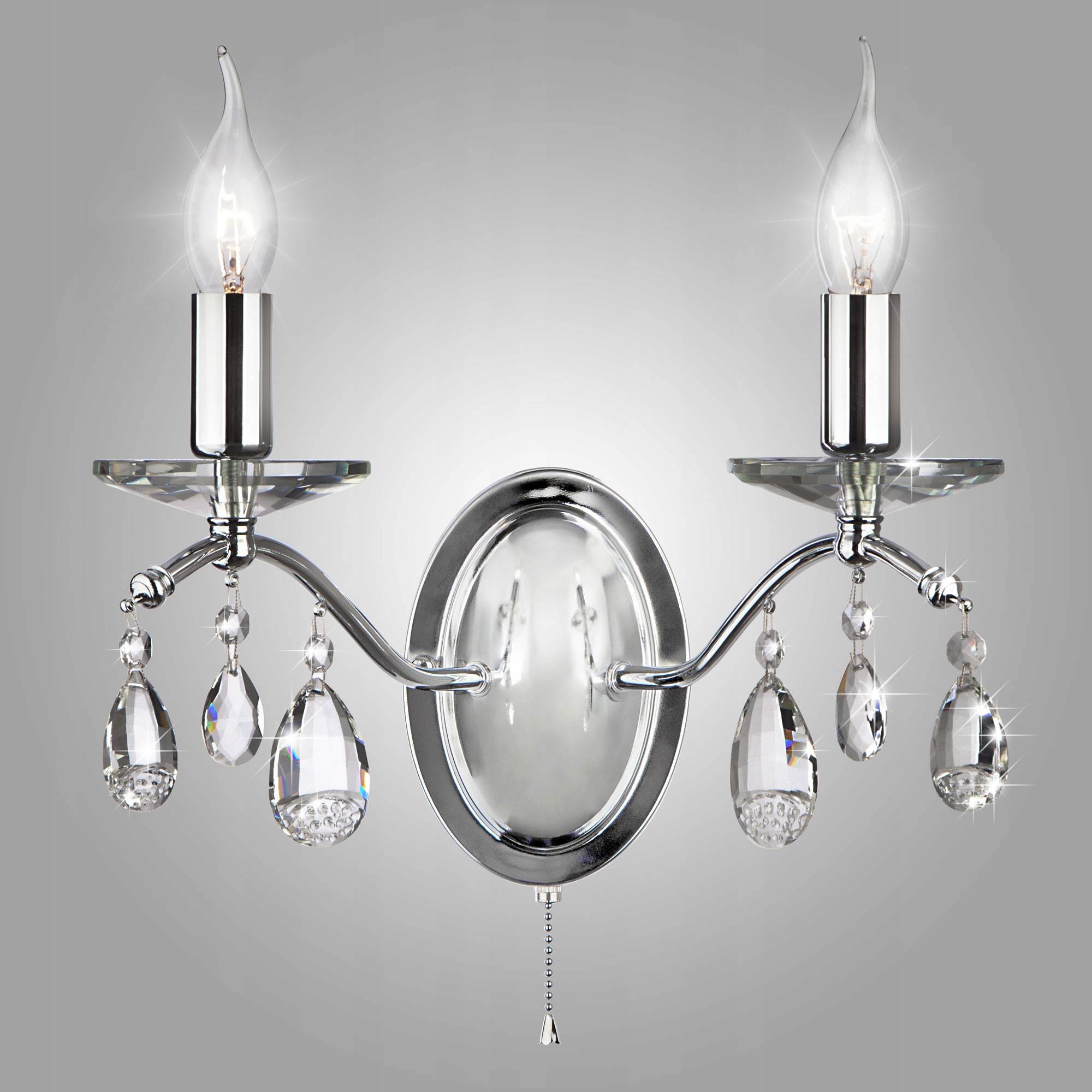 Piękny KINKIET ścienny KRYSZTAŁOWY CHROM QUEEN 1 Kolekcja QUEEN