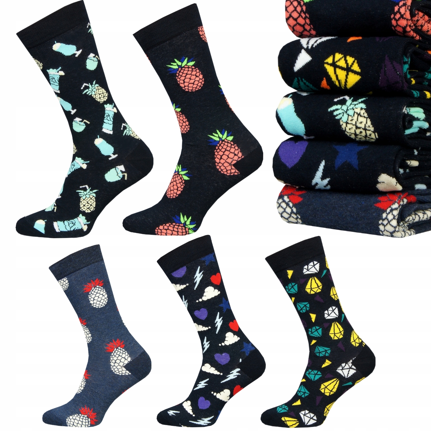 

5x Skarpety Bawełna Cotton Męskie Śmieszne 43-46
