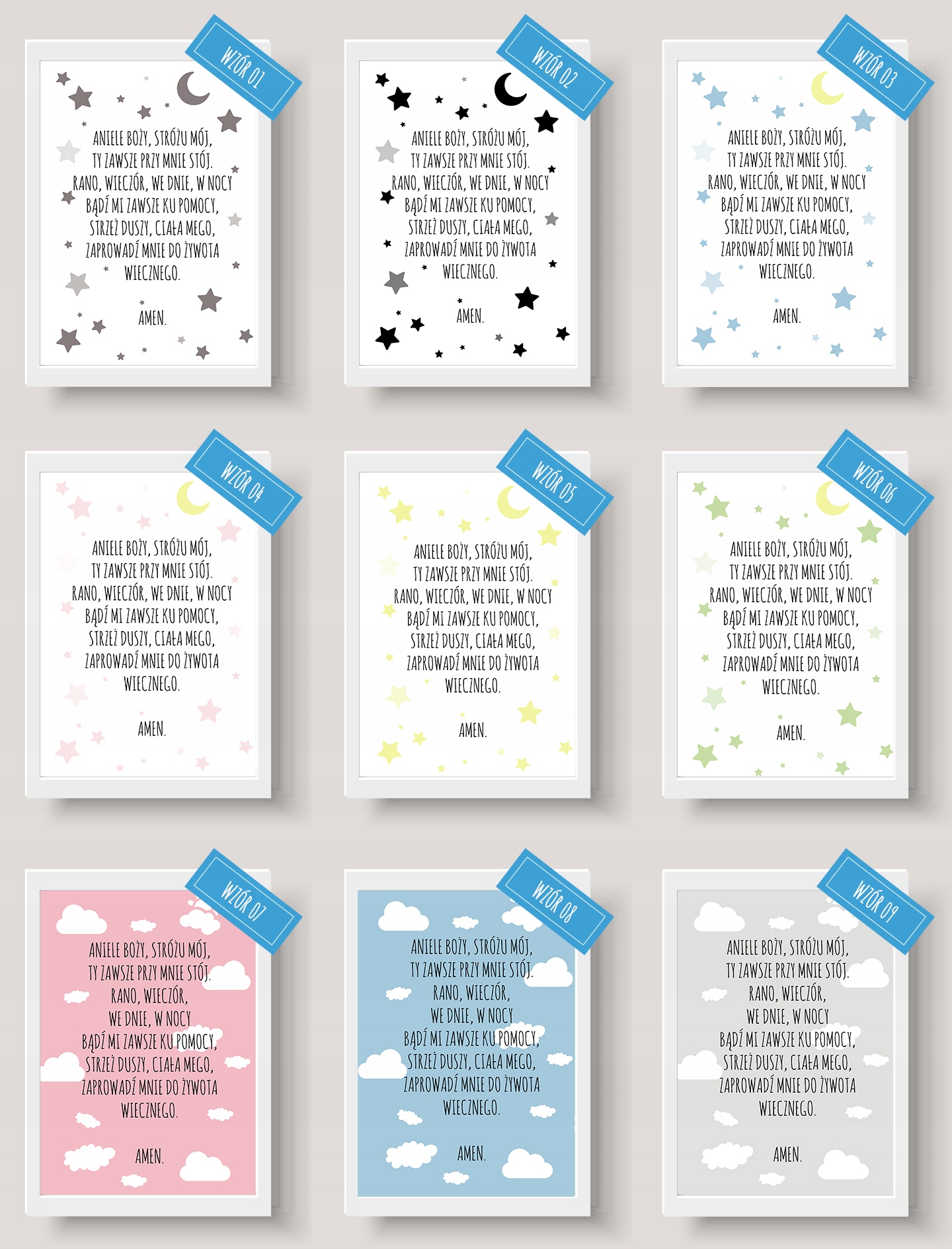 Modlitwa plakat ANIELE BOŻY A4 BIAŁA RAMKA Bohater inny