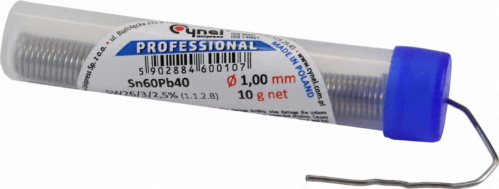

Cyna w fiolce LC60 1.00mm 10g spoiwo z topnikiem