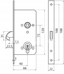 ZAMEK HAKOWY DO DRZWI BRAMY PRZESUWNEJ F-40 72/40 Rodzaj bramy Przesuwna