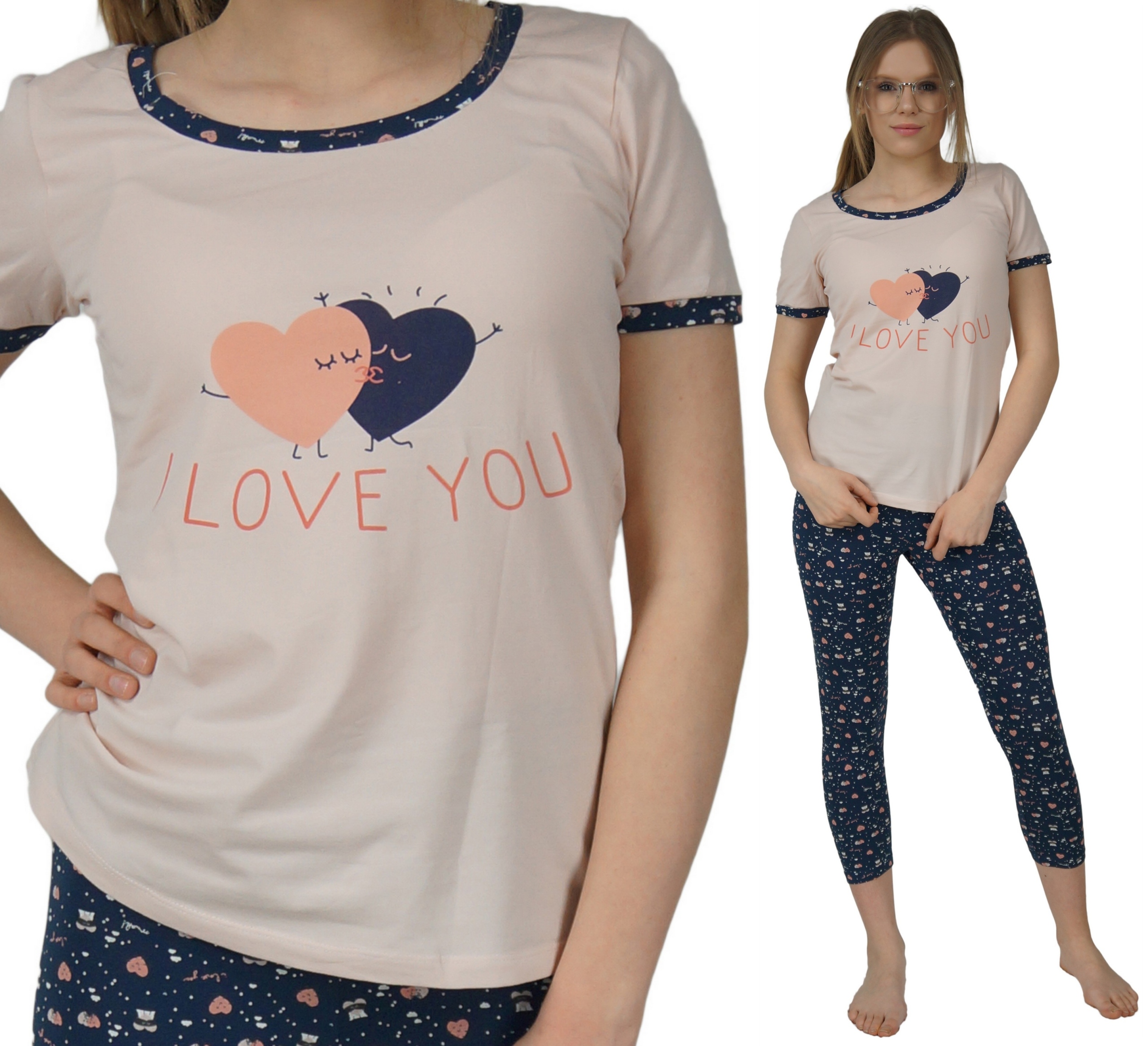 

Piżama L 40 Komplet rybaczki Nowość serca love L