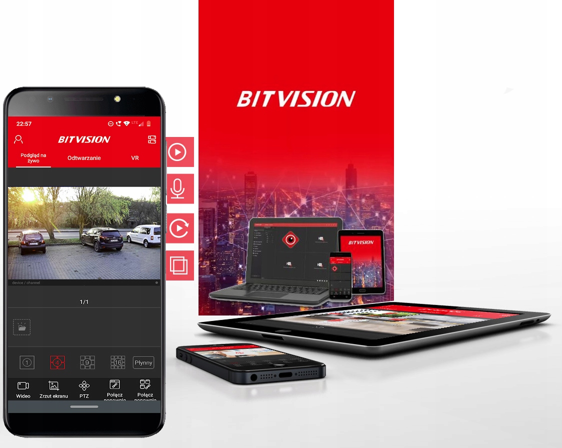 ZESTAW MONITORINGU WIFI Z NAGRYWARKĄ W LCD 2MPX Kompresja wideo H.265+