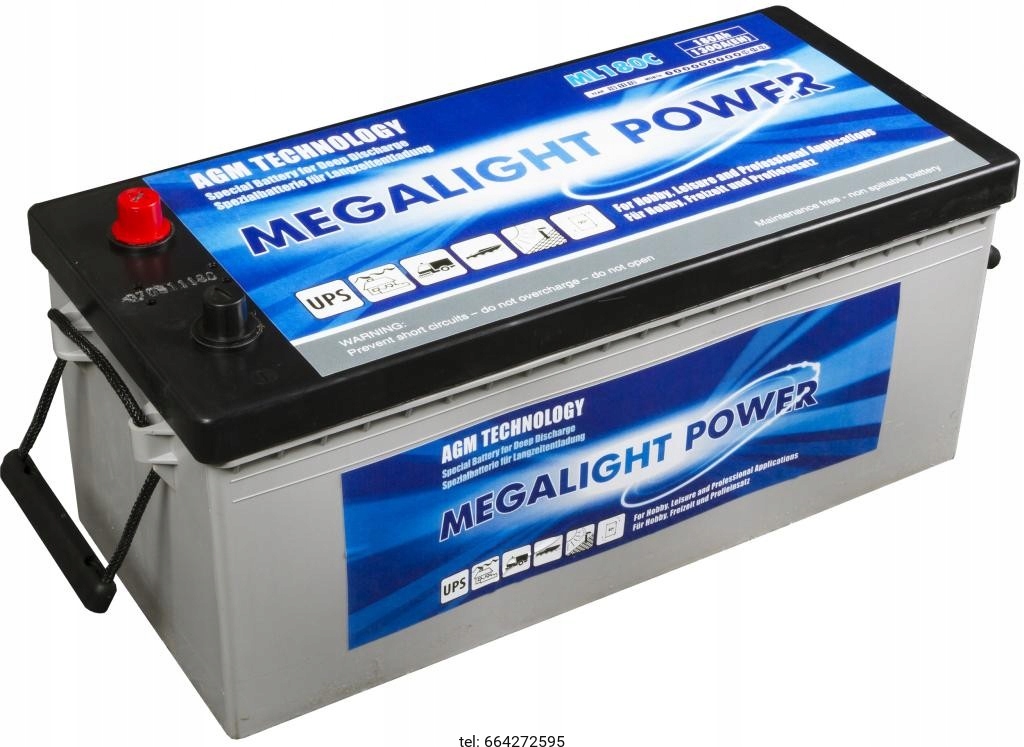 Akumulator MEGALIGHT POWER 180Ah 1300A 513x223 mm