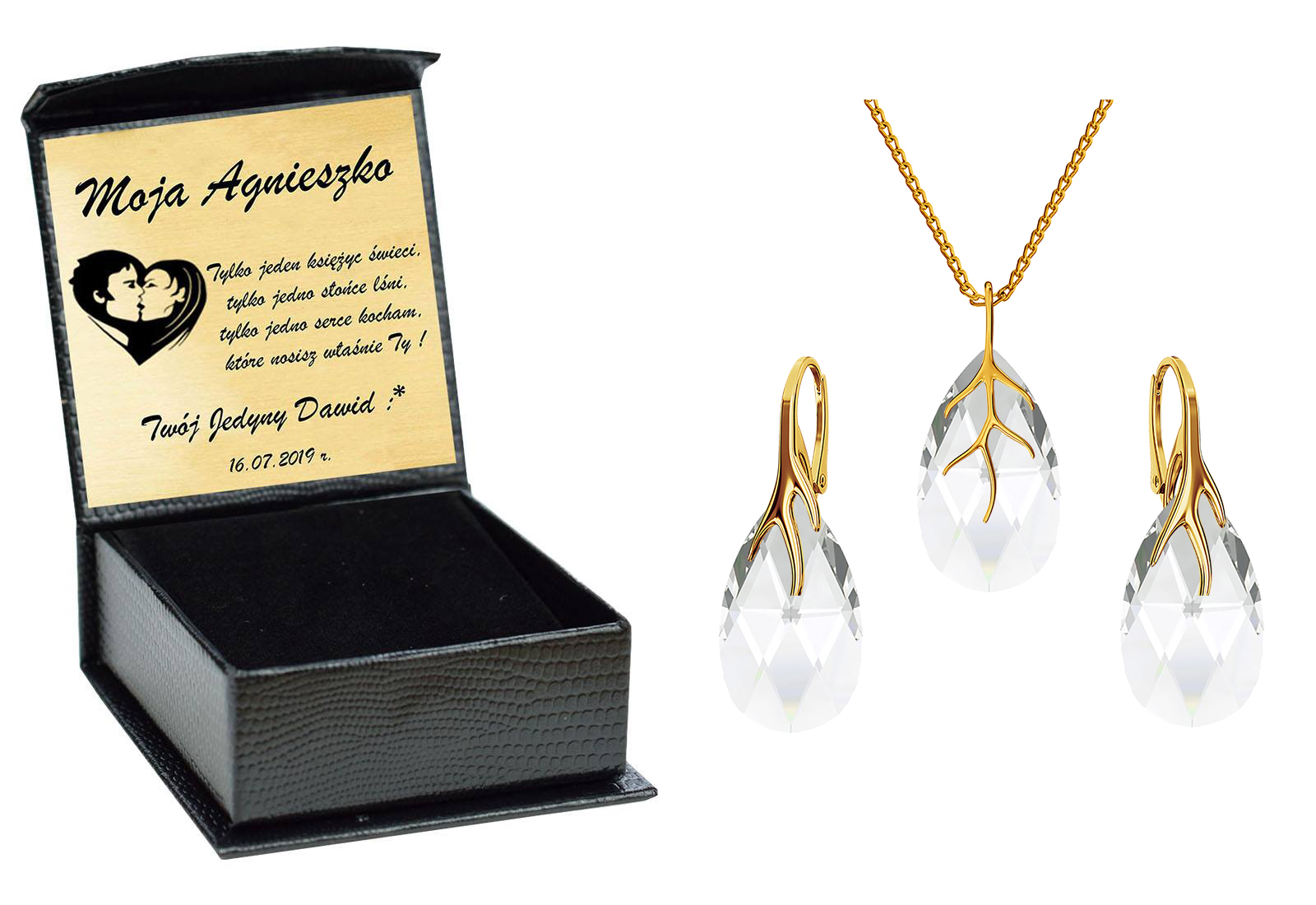 

Złoty Drapieżny Komplet Swarovski Srebro Grawer