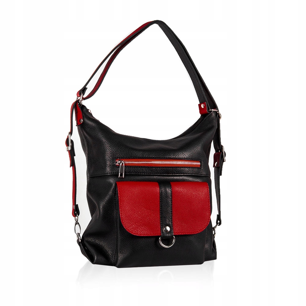SKÓRZANY PLECAK TORBA DAMSKA 2W1 WOREK SHOPPER A4