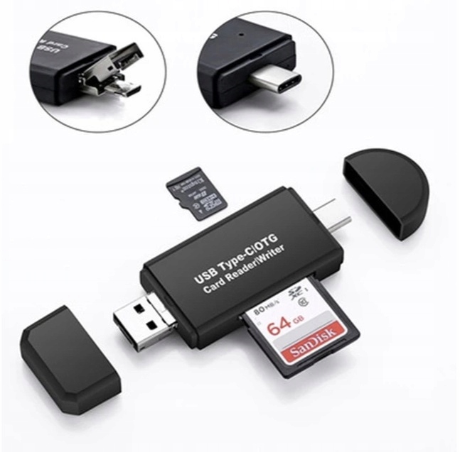 

Czytnik kart Sd microSD Usb Usb-c Micro Usb 3w1