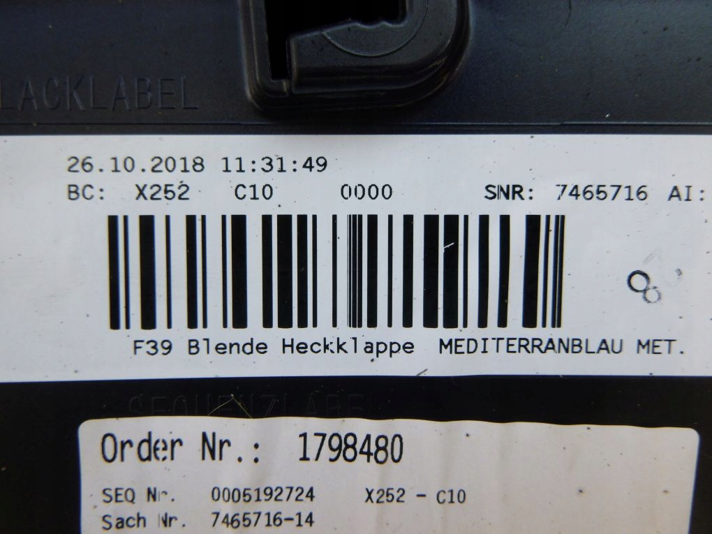 BMW X2 F39 COUVERTURE ARRIÈRE DU CAPOT