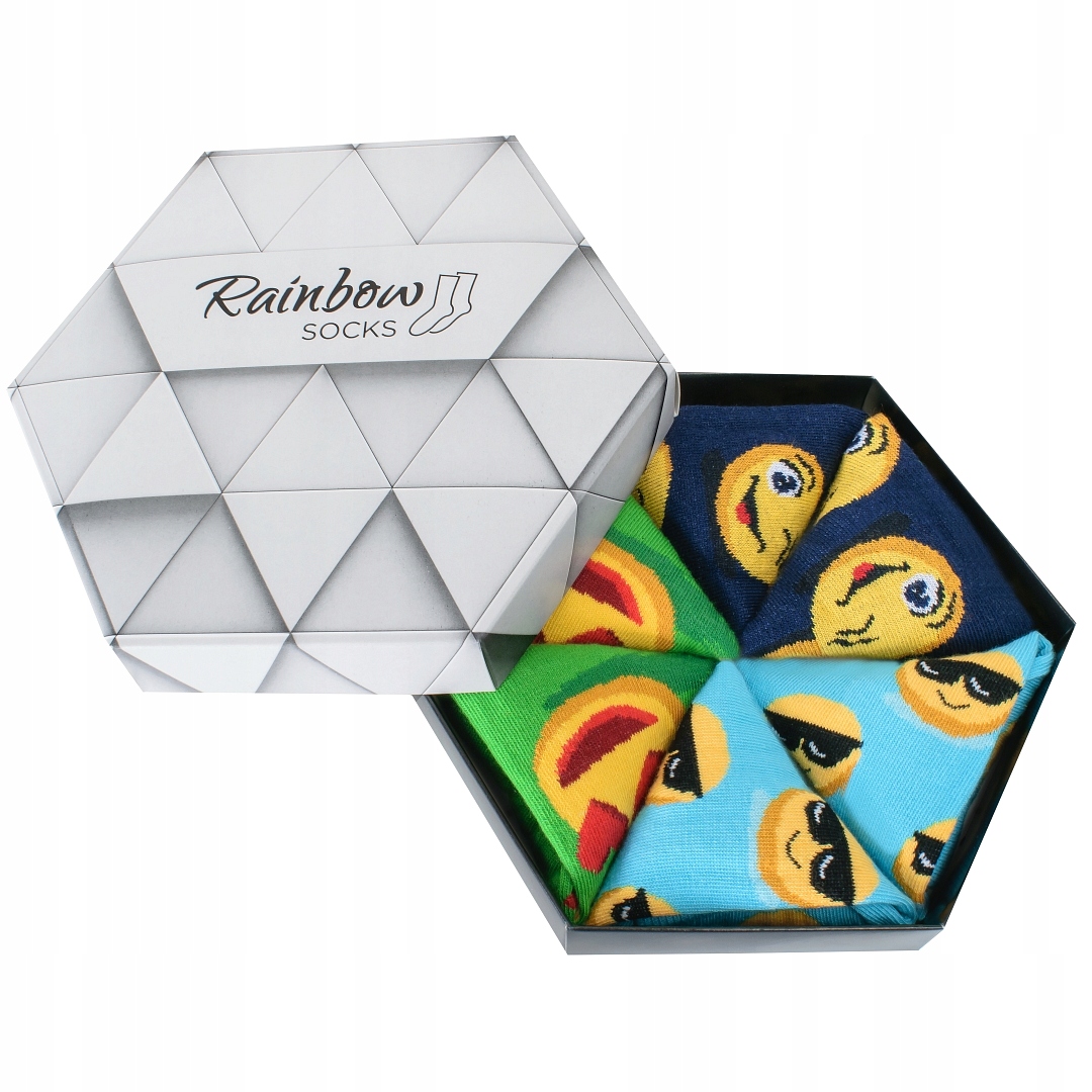 

Skarpety Emoji Emotikony 3 pary Śmieszny prezent