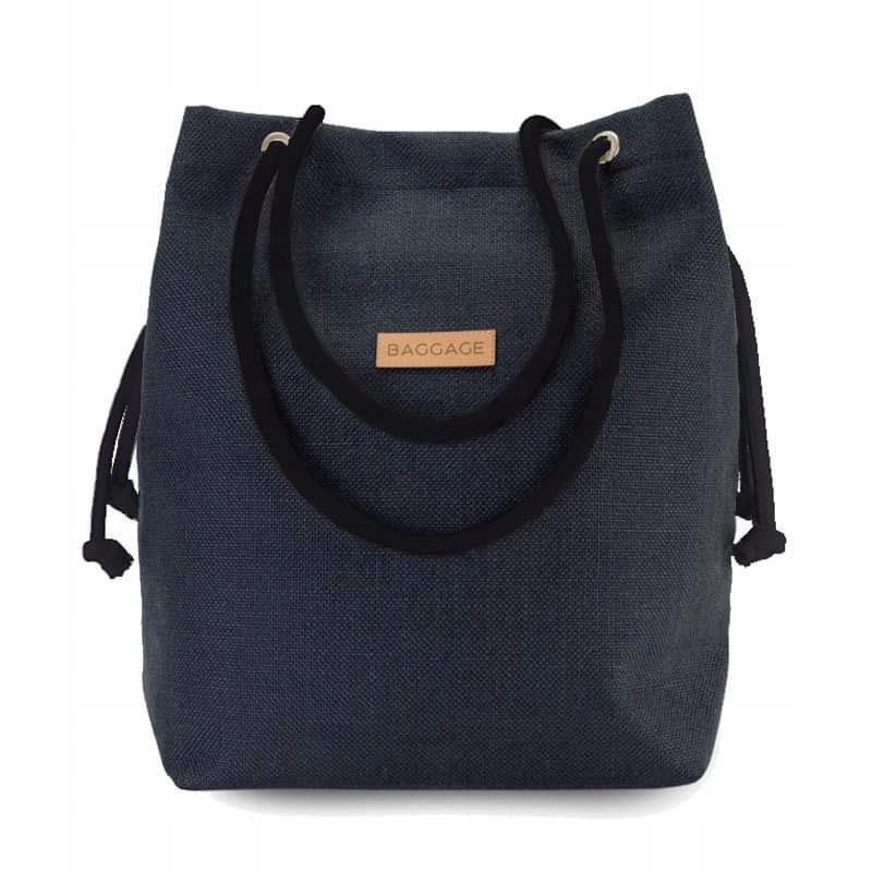 

Torebka Worek Cała Czarna Shopper Torba Baggage