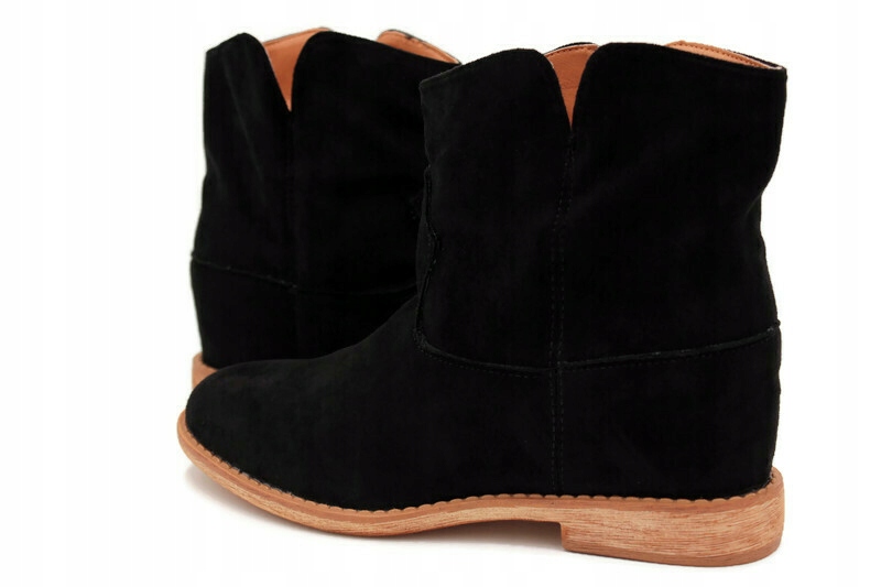 CZARNE BOTKI ZAMSZOWE KOWBOJKI KOTURNA R.40 Marka BELLA PARIS