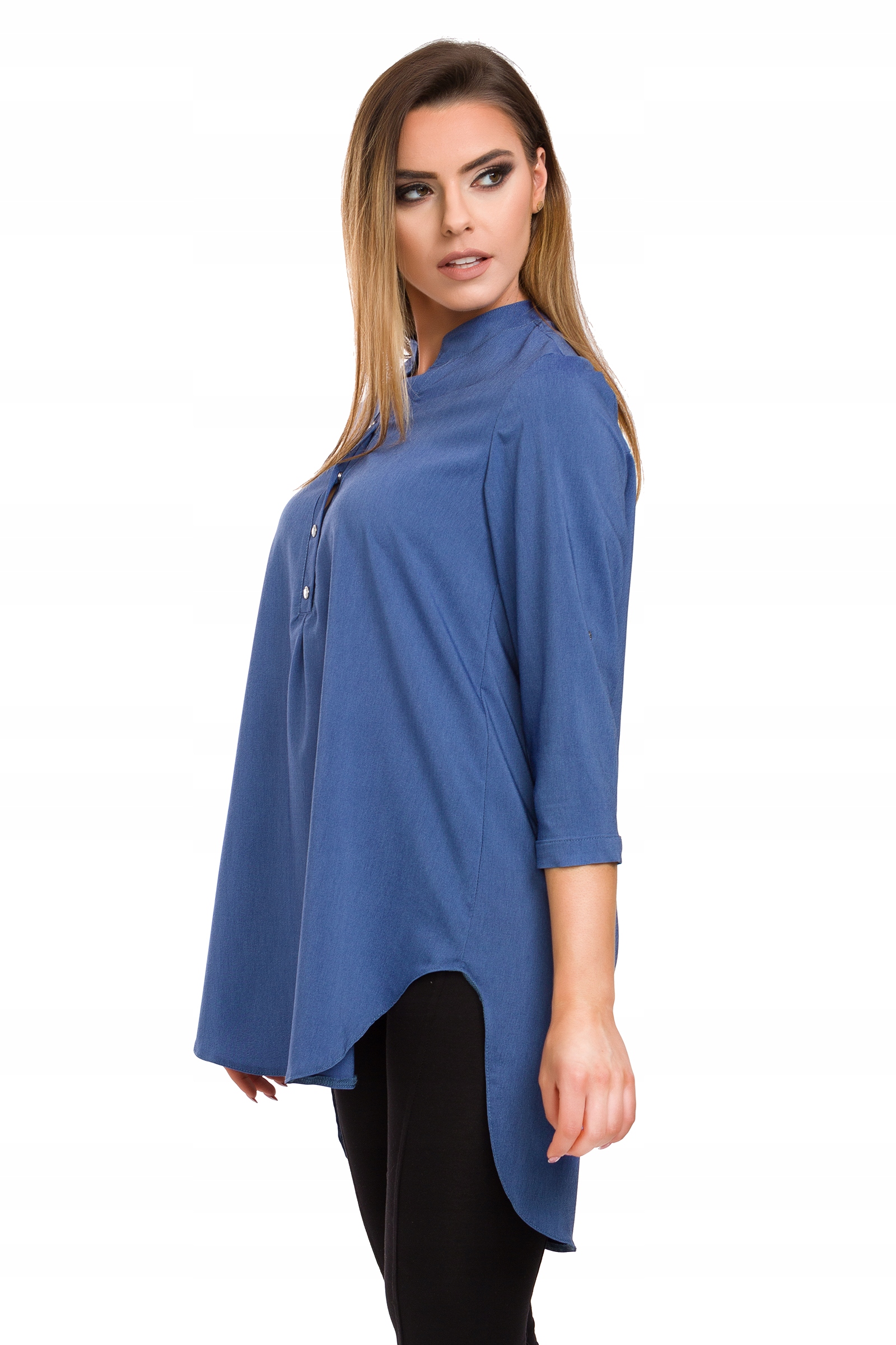 Luźna CIĄŻOWA asymetryczna tunika koszulowa r- 44 Wzór dominujący inny wzór