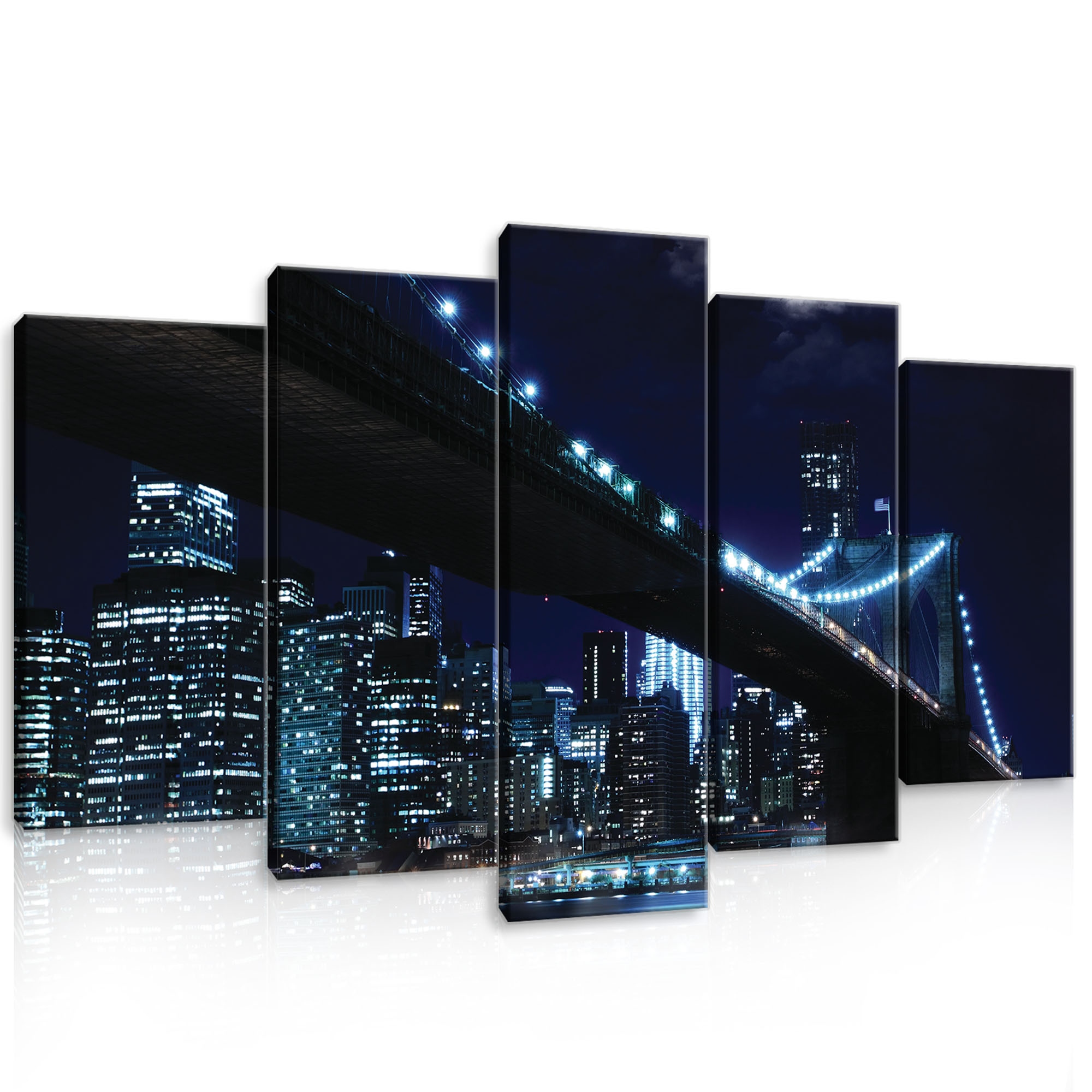 Obraz Do Ložnice Obývacího Pokoje Most Město V Noci New York Moderní Velký 100x60