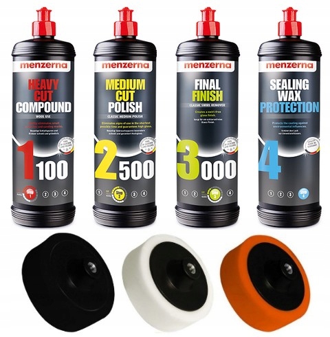 MENZERNA Zestaw Past Polerskich + Gąbki polerka