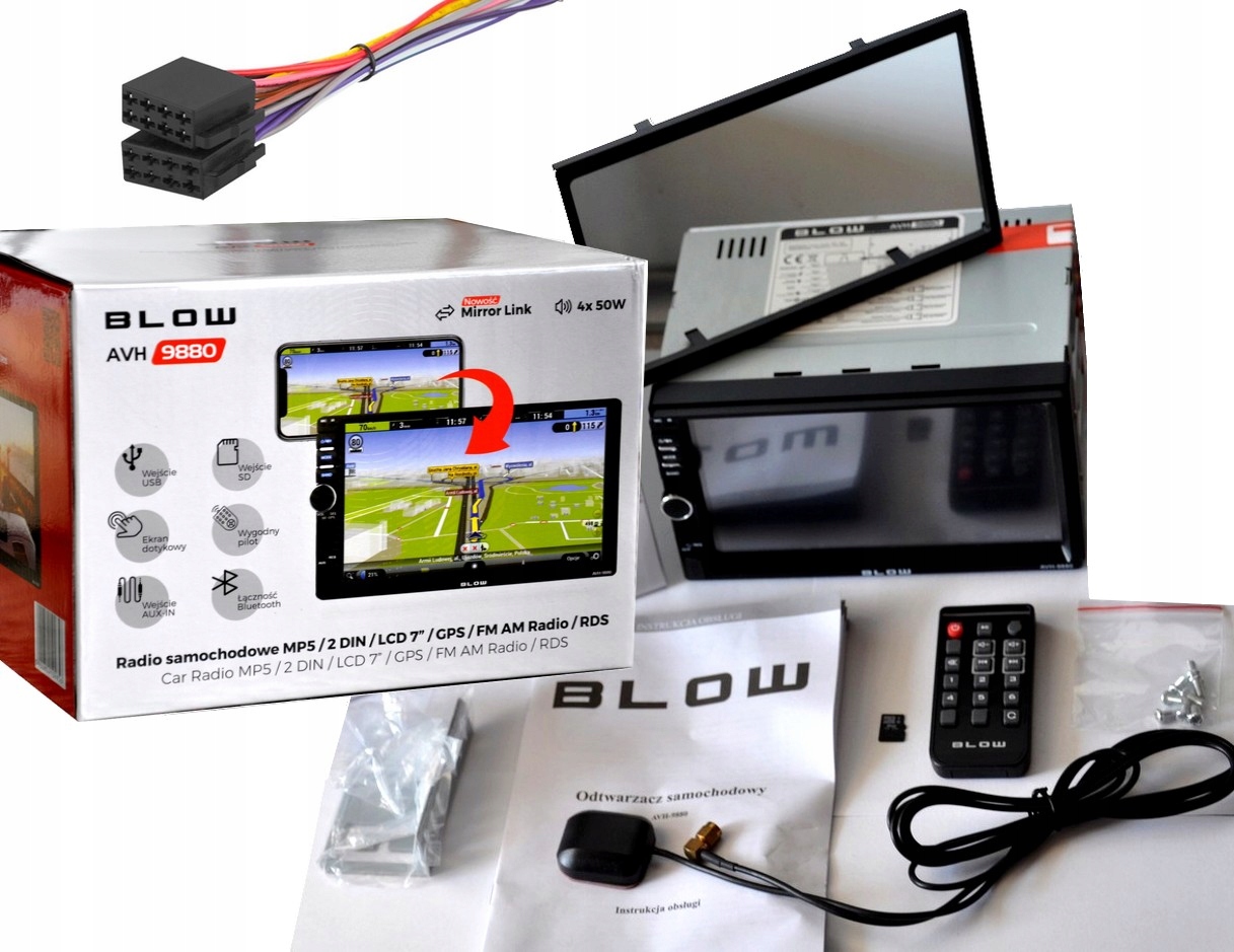 RADIO SAMOCHODOWE BLOW 2DIN MAPA EUROPY GPS SD USB Komunikacja Bluetooth