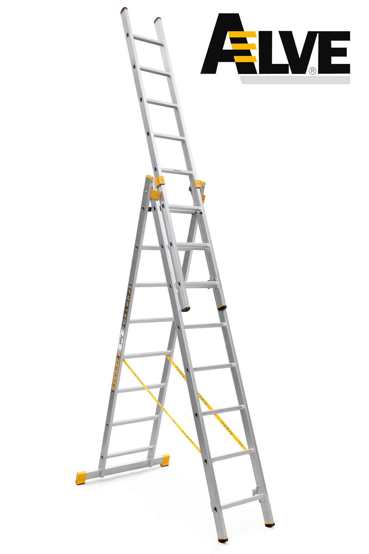 Drabina aluminiowa 3x8 ALVE FORTE + KOŁA I HAK Marka Alve