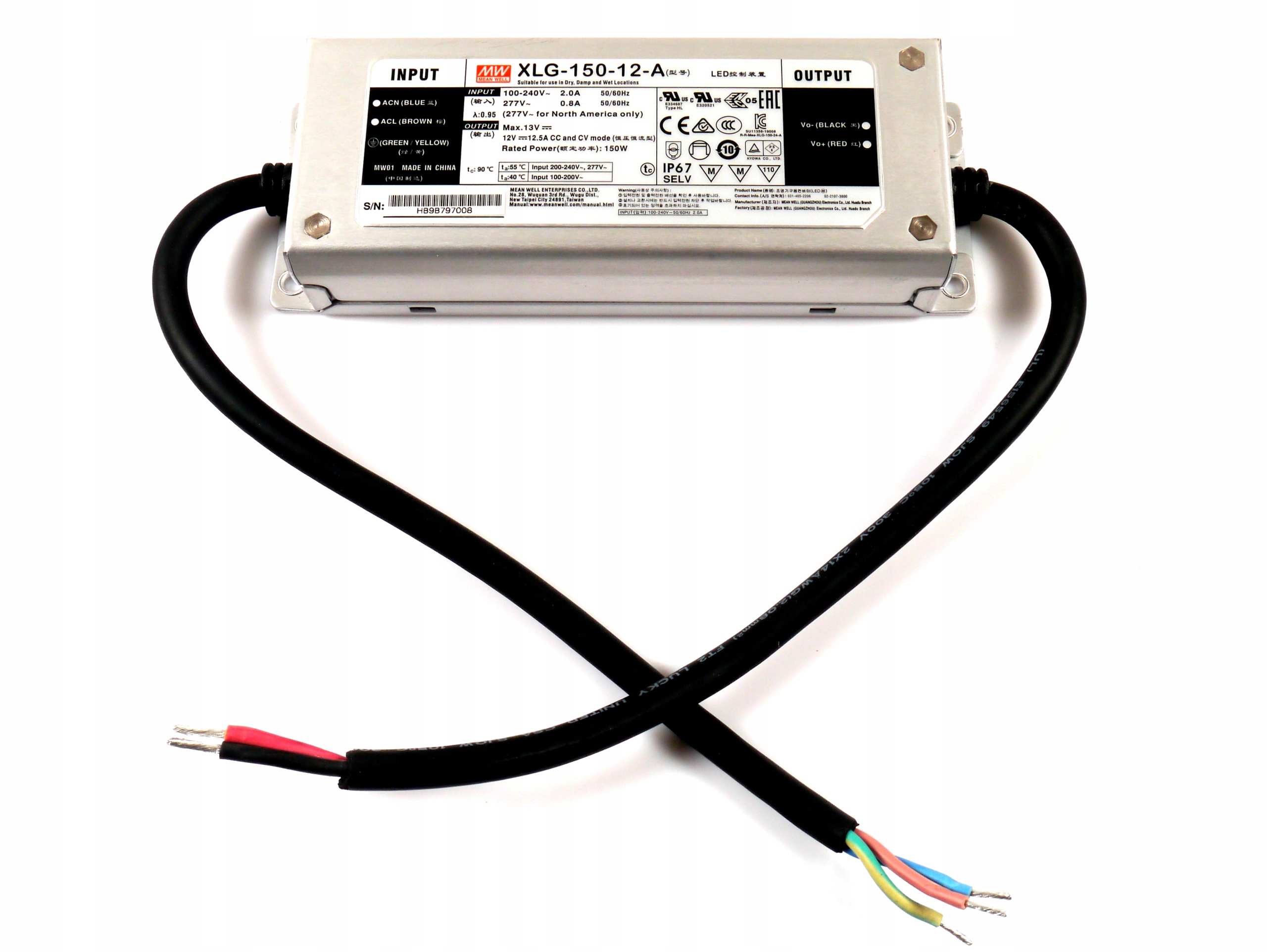 

Zasilacz Mean Well XLG-150-12 150W 12V 12,5A IP67