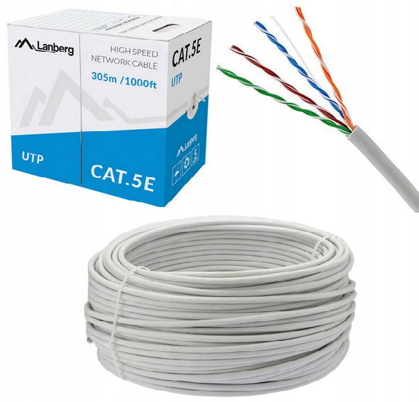 

Kabel Sieciowy Kat 5E 100m Skrętka linka Lanberg